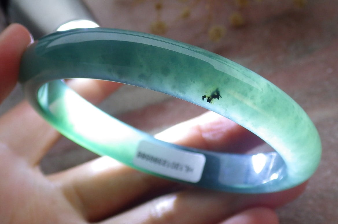 Icy Green Natural A JADE Jadeite Bangle Bracelet 58 mm 680013 TN