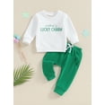 thumbnail image 2 of Suealasg Toddler Baby Boy Saint Patrick's Day Outfits 6M 1T 2T 3T Kids Boy Long Sleeve Letter Print Sweatshirt Pants Set 2 Piece Little Boys Spring Ireland Festival Clothes, 2 of 9