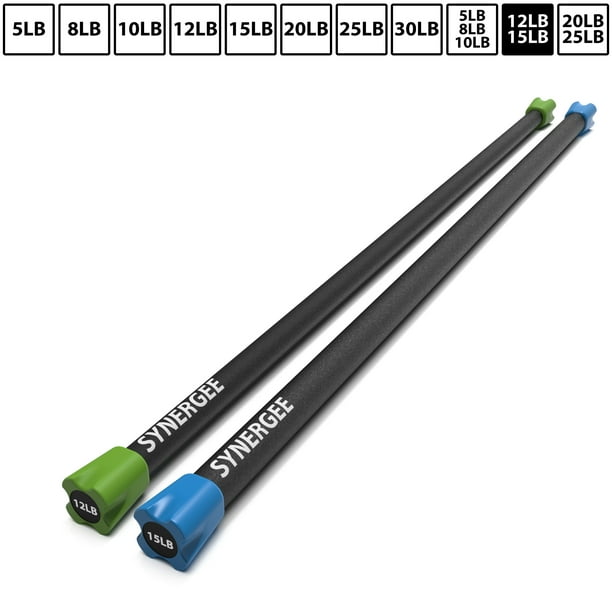 Synergee Workout Bar Combo Set Multiple Weights Padded Weighted Bars