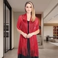 thumbnail image 3 of Mdesiwst Women Shawl See-through Hollow Out Solid Color Long Tassel Wide Decoration Thin Shirt Dress Matching Party Shawl Clothes Accessory, 3 of 6