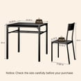 thumbnail image 7 of 3-Piece Kitchen Table Set for 2, Wooden Dining Table and Chairs with Storage Rack for Small Space, Apartment, Breakfast Nook, Space-Saving, 300lbs, Black, 7 of 7