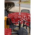 thumbnail image 4 of Outdoor Tablecloth with Umbrella Hole and Zipper, Red Snowflake Christmas Square Table Cloth 54x54 Inch Waterproof Tablecloth, Xmas Snowflake Red Picnic Table Cover for Patio Camping, 4 of 7