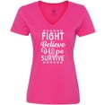 thumbnail image 3 of Inktastic Breast Cancer Awareness Fight Believe Hope Survive Women's V-Neck T-Shirt, 3 of 5