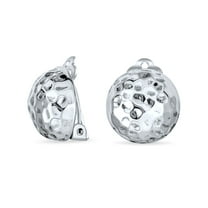 Bling Jewelry Womens Hammered Dome Ball Clip-On Earrings Oxidized Non-Pierced