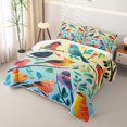 thumbnail image 3 of Manfei Cartoon Bird Twin Quilt Set, Watercolor Animal Twin Coverlet Set, Yellow Blue, 2pcs, 1 Bedspread and 1 Pillowcase, 3 of 7