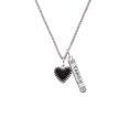 thumbnail image 2 of Delight Jewelry Silvertone Black Heart with Beaded Border Silvertone Family Bar Charm Necklace, 23", 2 of 4