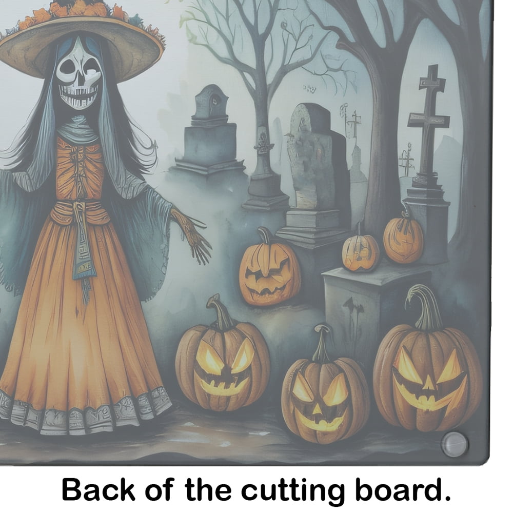 La Llorona Skeleton Spooky Halloween Glass Cutting Board Large 12 in x 15 in