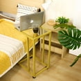 thumbnail image 5 of C-Shaped End Table Set of 2, Tempered Glass Couch Table with Metal Frame, Gold for Living Room Bedroom, 5 of 6