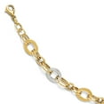 thumbnail image 1 of FB Jewels Leslie's 14K Two Tone Gold Polished and Textured Fancy Link Bracelet, 1 of 2