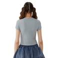thumbnail image 2 of Gupgi Basic Short Sleeve Baby Tees for Women Crewneck Slim Fitted Crop Top Solid Color Tight T-Shirts, 2 of 9