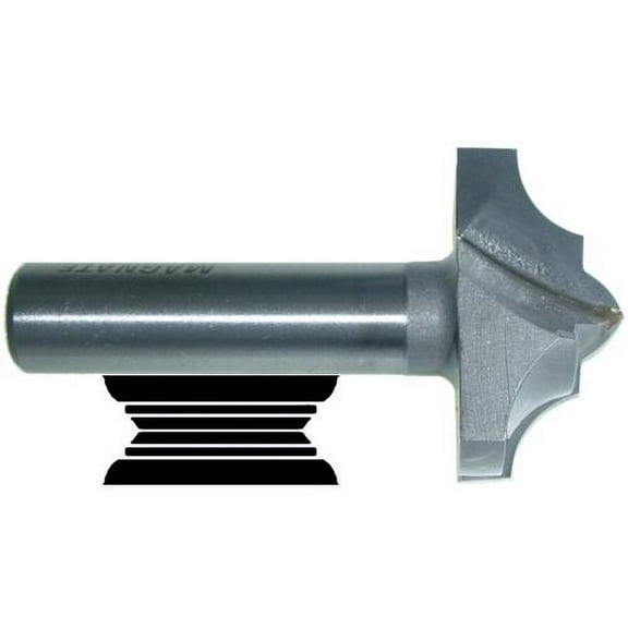Magnate 7564 Shallow Classic Point Router Bit - 3/8" Radius, 1-1/2" Cutting Diameter, 1/2" Shank Diameter, 3/4" Cutting Height, 2" Shank Length