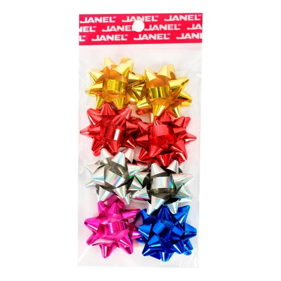 Moños Estrella Janel Multicolor 8 Piezas