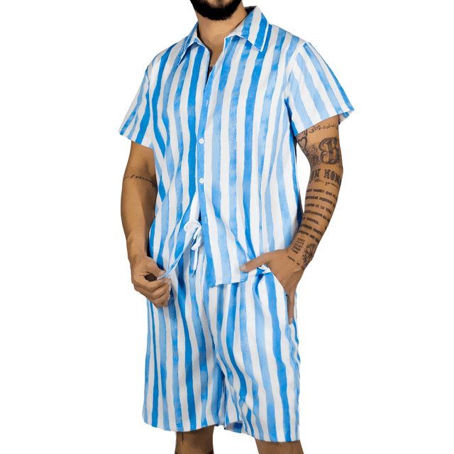 Conjunto Hombre Verano Camisa y Short a Juego Alberca Playa y Calor