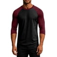 thumbnail image 2 of Dresfit Baseball Tee Men Crew Neck 3/4 Sleeve Raglan Shirts 2026 Loose Fit Casual T Shirts Lightweight Lightweight Breathable Classic Tops Deep Red, 2 of 6