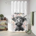 thumbnail image 6 of No Hook Shower Curtain, Black Cow Floral Shower Curtains for Bathroom with See Through Top Window, Grey Wooden Farmhouse Animals Waterproof & Washable Bath Curtain Stand Up Stall 36"x72", 6 of 9