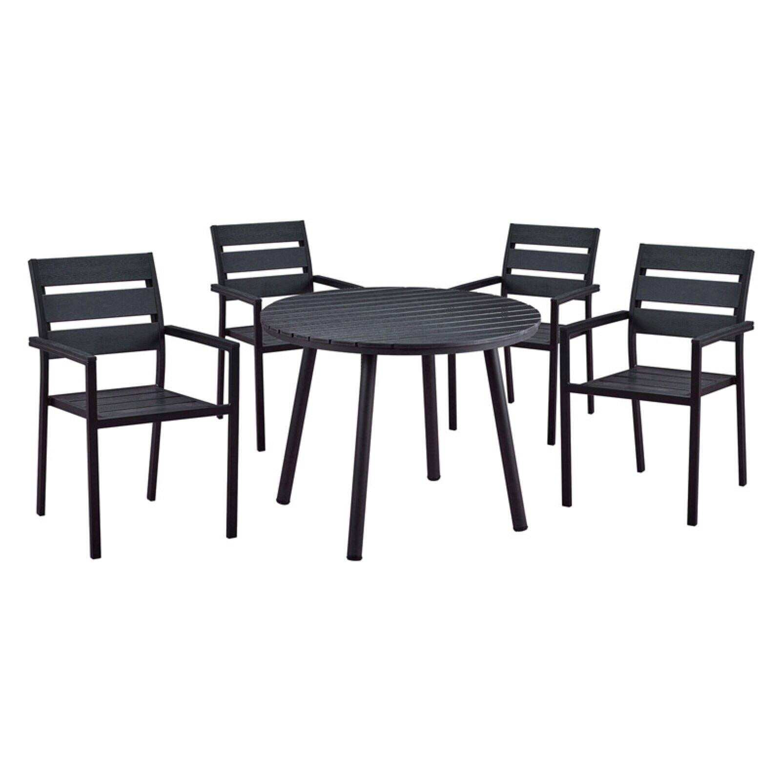 Oakland Living Slat Back Faux Wood and Steel 5 Piece Round Counter