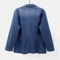 thumbnail image 4 of Women's Lightweight Denim Jacket Solid Color Long Sleeve Blazers Slim Fit Casual Fashion 2025, 4 of 7
