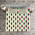 thumbnail image 3 of Ambesonne Vintage Quilted Bedspread Set 3 Pcs, Geometric Curve Pattern, Queen Size, Blue Red and Cream, 3 of 3