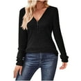 thumbnail image 1 of AherBiu Chemises pour Femmes 2024 Manches Longues Décontractées Demi-Zip Hauts Automne Tunique Tricotée Côtelée, 1 of 7