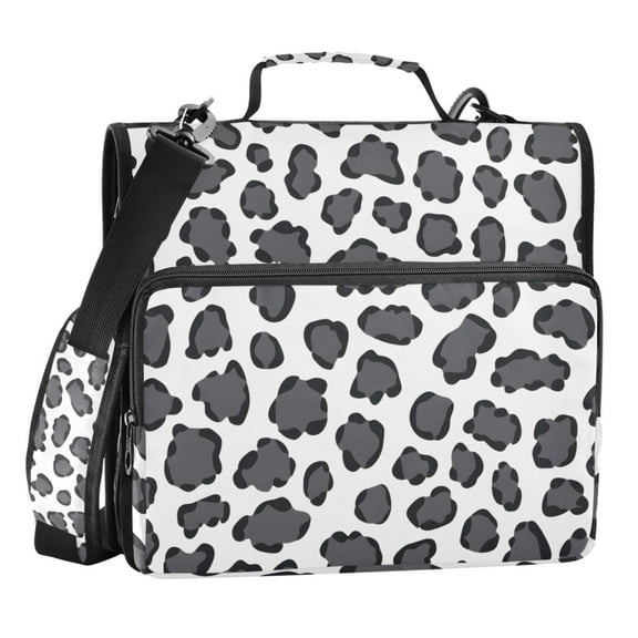 ALAZA Zipper Binder Gray Leopard 3 Ring Trapper Keeper File Folder Organizer Bag
