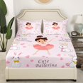 thumbnail image 2 of Erosebridal Ballet Dancer Fitted Sheet Queen, Kawaii Princess Fitted Sheet Set Queen, Cartoon Ribbon Bedding Queen Size, Microfiber Room Decorative, 3pcs（No Top Sheet）, 2 of 6