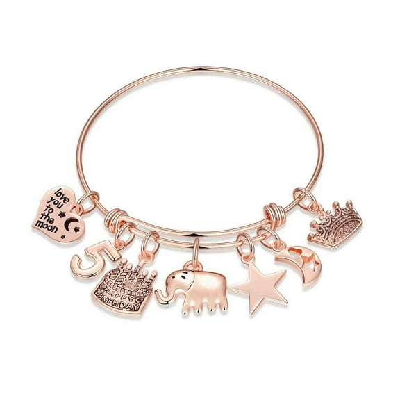 TINGN Birthday Gifts for Women Girls Bracelet Elephant Charm Bracelets 5th 6th 7th 8th 9th 10th 20th 30th 40th 50th 60th Birthday Gift for Friend Mom Daughter Granddaughter Niece Grandma