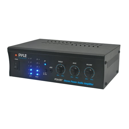 Pyle PCA4BT - Desktop Amplifier - Compact Audio Receiver Amplifier with MP3/AUX/RCA Input  Rotary Adjustment Control (2 x 120 Watt)