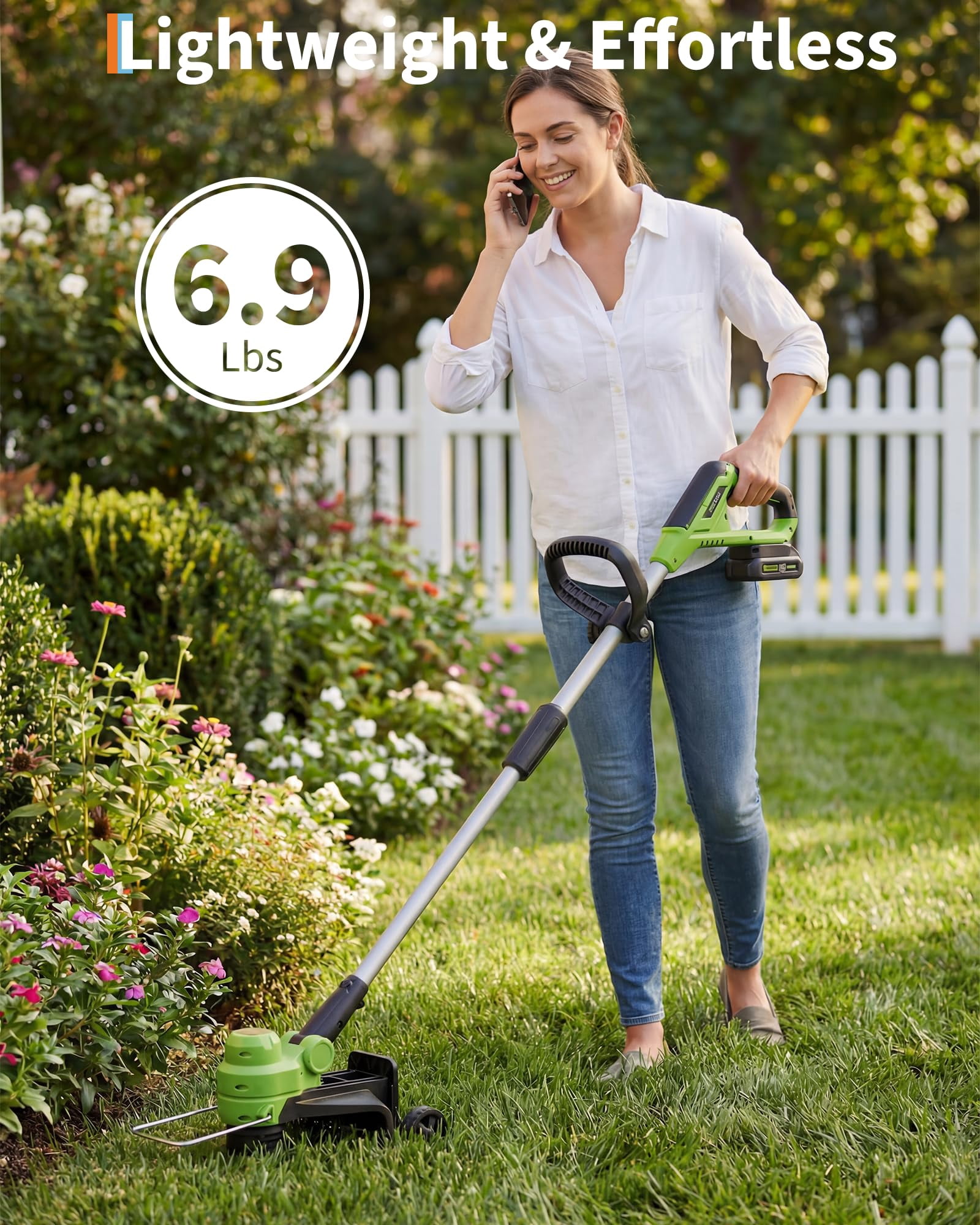 Towallmark 20V Cordless String Trimmer & Edger Combo - 2-in-1 Wireless Grass Trimmer with 12" Cutting Width, 2.0Ah Battery & Fast Charger, Lightweight Design for Lawn Care, Edging & Trimming