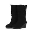 thumbnail image 3 of Oyedens Wedge Wide Calf Boots for Women Fashion Casual Suede High Heel Winter Fall Short Boots, 3 of 7