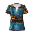 thumbnail image 3 of Naloa Spooky Halloween Print T-Shirts Short Sleeve V Neck Tees for Women Fashion Tops Trendy Lightweight Soft Casual Summer Outfits Clothes, 3 of 5