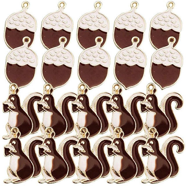 Squirrel Jewelry Pendant Charms for Bracelet Decoration Metal Multi Color Perfect for Arts and Crafts Projects 20Pcs Set