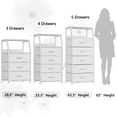 thumbnail image 4 of Furologee Fabirc Dresser for Bedroom with 5 Drawers, Tall Chest of Drawers for Living Room, Adults & Kids Nightstand, White, 4 of 9