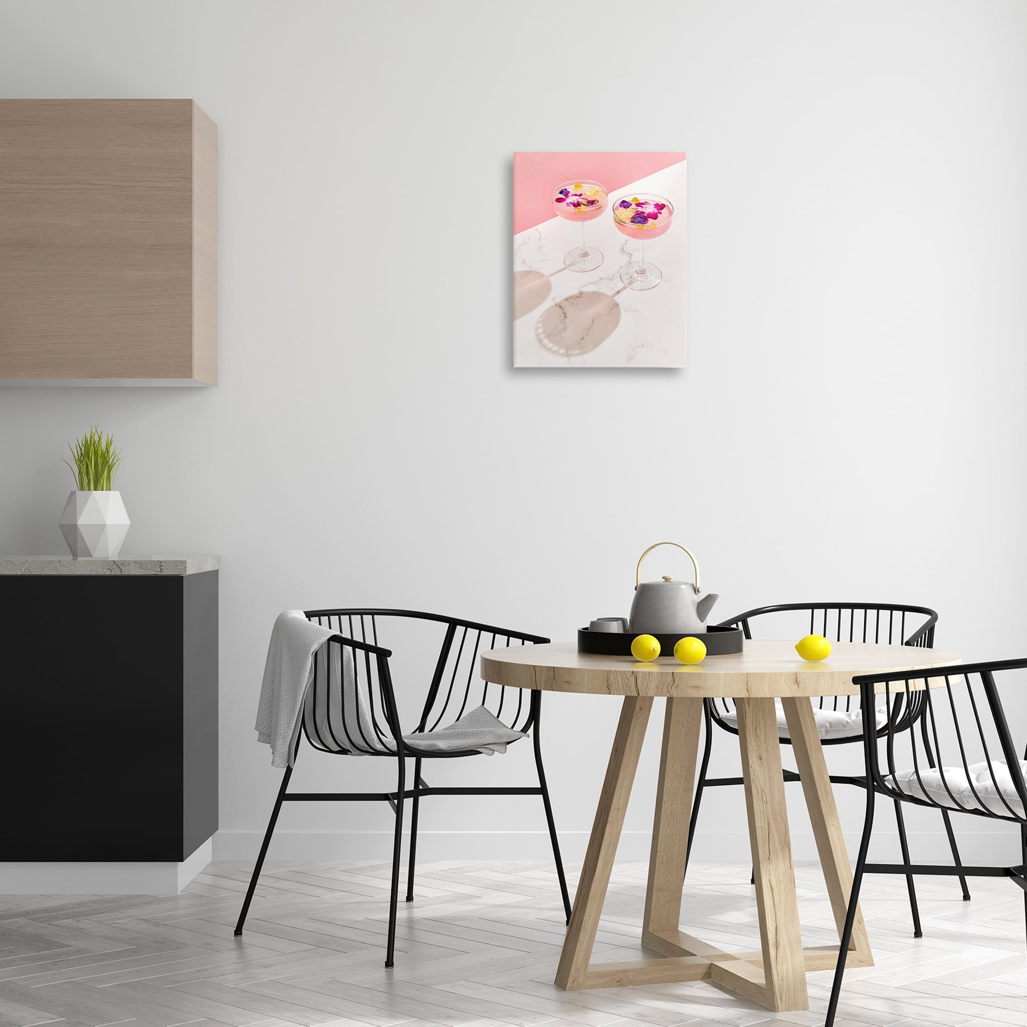 Stupell Industries Pink Floral Cocktails Food & Beverage Painting Gallery Wrapped Canvas Art Print Wall Art, 16 x 20