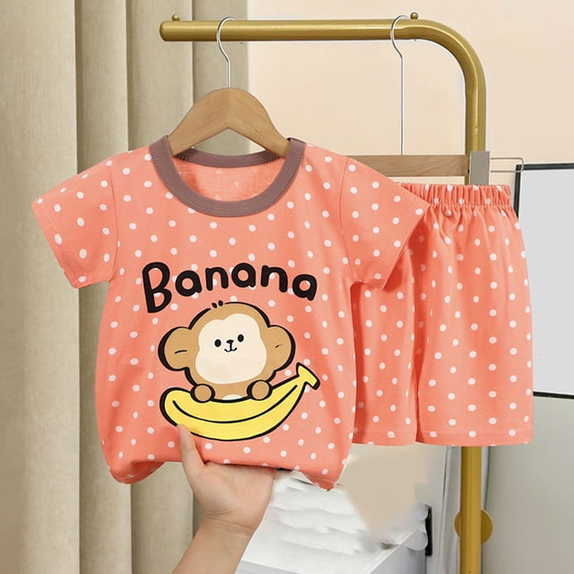 LSLJS Mode T-Shirts Décontractés à Manches Courtes pour Filles Col Rond Bouton Ensemble de Shorts Imprimés Vêtements d'Été Vêtements pour Enfants Tendance 2024