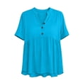 thumbnail image 6 of Khunlpohl Plus Size Women's Blouse V Neck Buttons Dressy Tops Pleated Ruffle Hem Flowy Tunic Blouses XL-5XL, 6 of 7