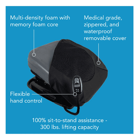 Carex Uplift Premium Power Seat Assist with Memory Foam, Patient Lift,17" Seat, 300lb Capacity, Black