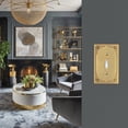 thumbnail image 3 of Rio Salto Palazzo Collection Brushed Brass Gold Duplex Outlet Cover  1-Gang Decorative Baroque Wall Plate, Midsize 3.13 x 5 in Metal Outlet Cover with Matching Screws 4-Pack, 3 of 9