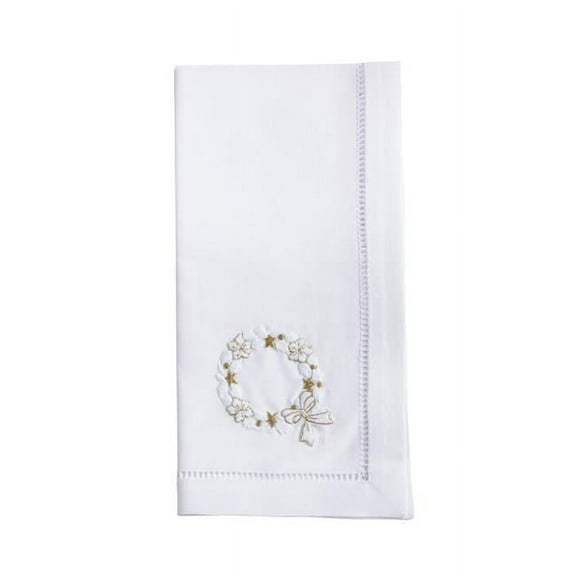Saro Lifestyle Christmas Wreath Embroidered Napkin (Set of 6)