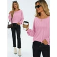 thumbnail image 5 of Gleelaud Womens Fall Fashion Long Sleeve Shirts Fall Tops Pleated Blouse Casual Loose Dressy Basic Tunic Tops Pink, 5 of 6