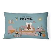 Carolines Treasures CK7958PW1216 Cream Chinese Crested Sweet Home Canvas Fabric Decorative Pillow 12H x16W multicolor