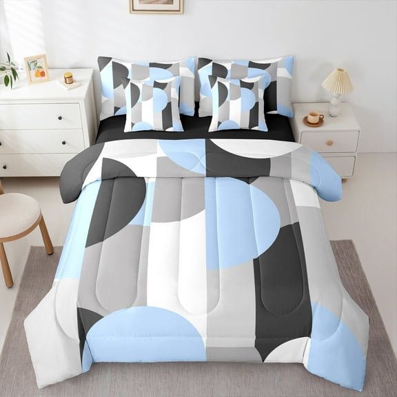 Castle Fairy Abstract Minimalist 7-Piece Twin Bedding Sets for Teens Girls Boys,Geometric Semicircle Bedding Comforter Set,Vintage Aesthetic Breathable Sheet Sets,Super Cozy Room Decor