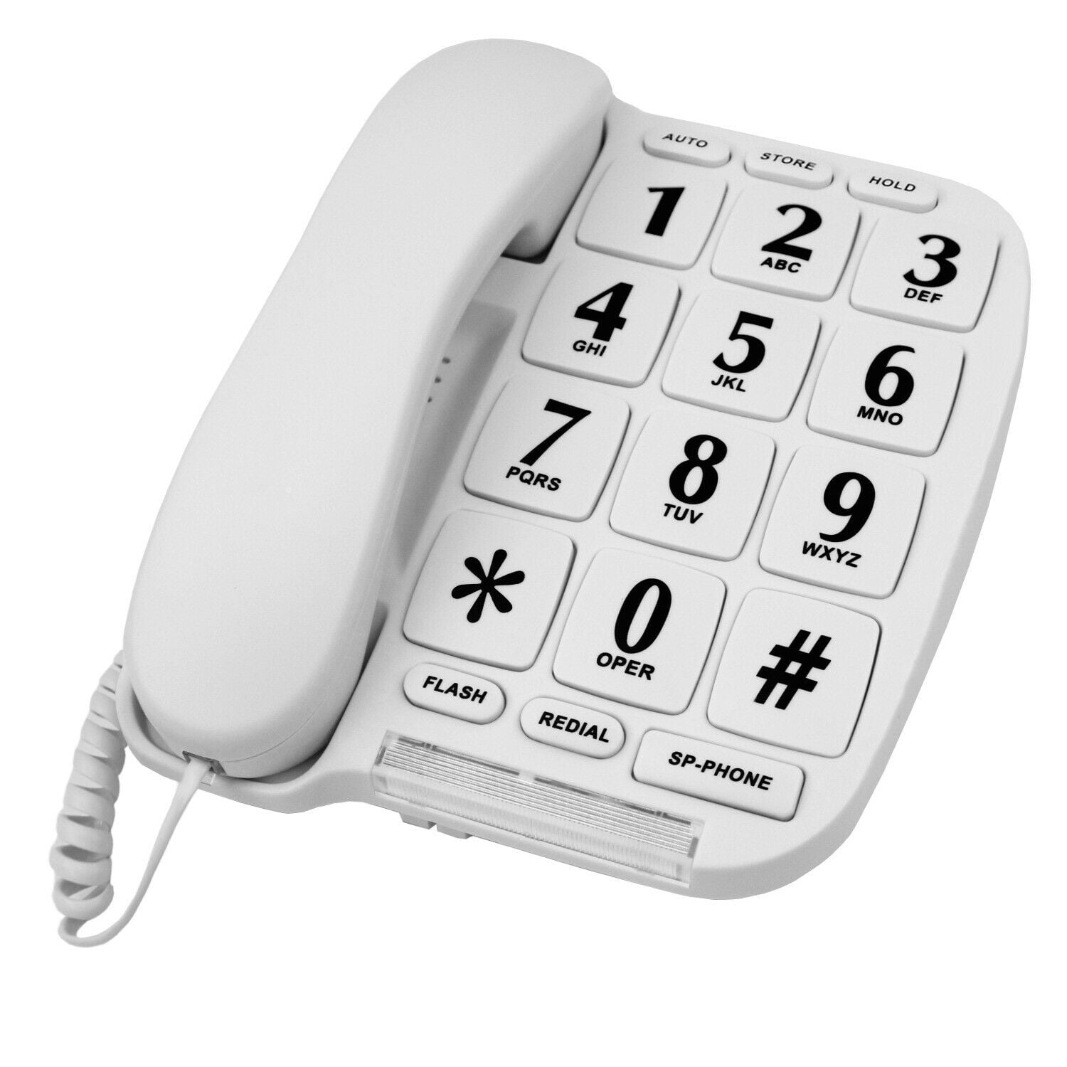 BD014WHTBig Button Phone for wall or desk with Speake and Memory