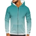 thumbnail image 2 of Momasggi Zip Up Hoodies for Men Long Sleeve Fleece Pullover Tops Fashion Gradient Hoodie Casual Drawstring Hooded Sweatshirts with Pockets Mint Green M, 2 of 5
