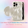 thumbnail image 3 of Case for iPhone 15 Pro 6.1 inch, Cute Solid Color Curly Wave Shape Shockproof Soft Bumper Phone Case, Candy Water Ripple 3D Silicon Slim Pretty Case Non-Yellowing Cover, Pearl White, 3 of 13