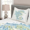 thumbnail image 3 of Ambesonne Ocean Quilted Bedspread Set 3 Pcs, Greek Seahorse Mythological, King Size, Pale Blue Green, 3 of 4