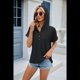 thumbnail image 5 of Blusa con Capucha y Botones de Color Liso para Mujer, Blusa Informal de Verano con Cordón Ajustable. Negro L, 5 of 9