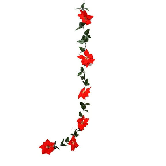 Gymnture Christmas Poinsettia Garland 2m - Xmas Decor for Indoor & Outdoor