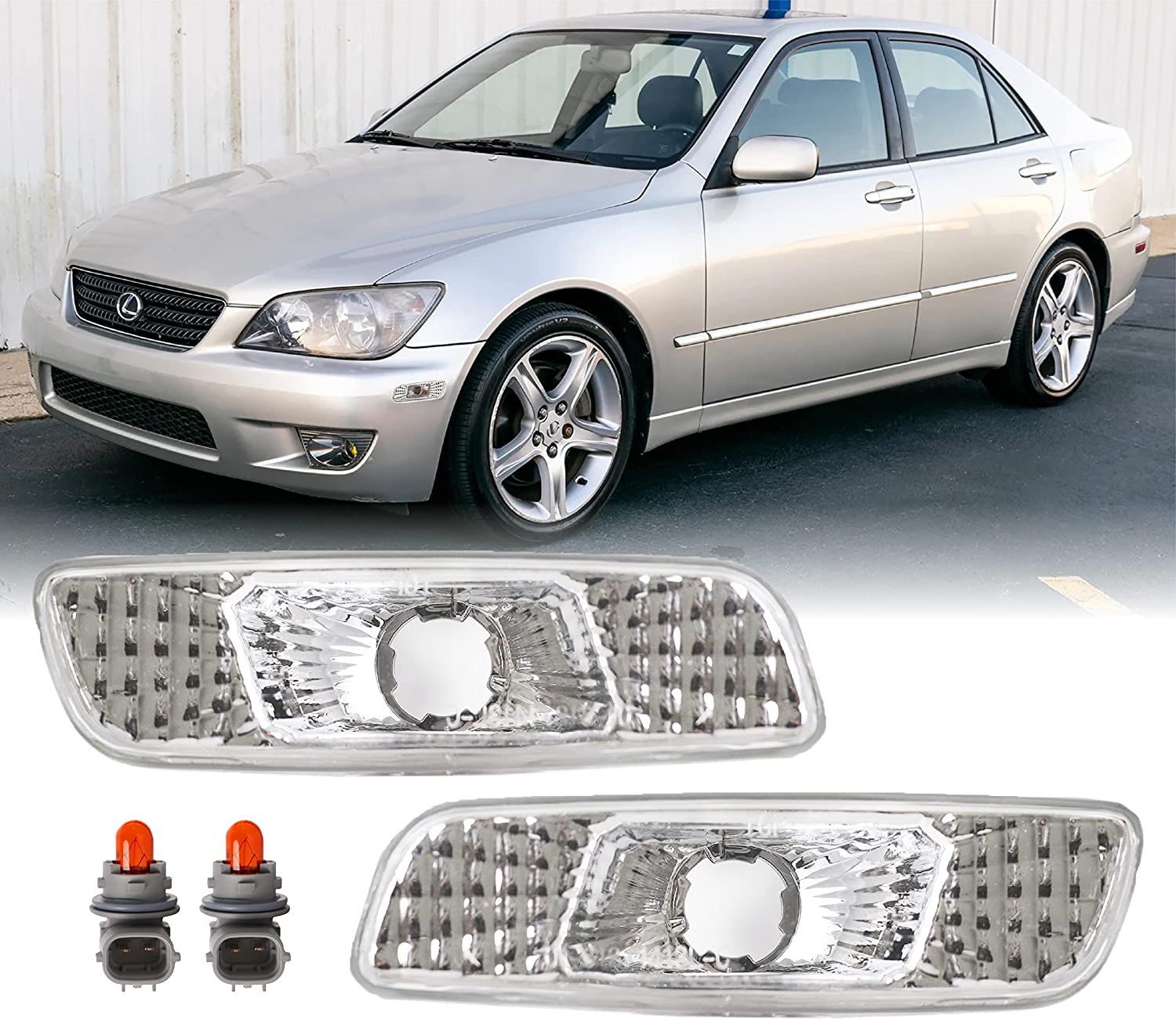 DEPO Clear Lens Front Bumper Side Marker Light with Amber Bulbs