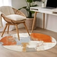 thumbnail image 4 of Burnt Orange Round Area Rug 3.3 FT, Non Slip Small Entryway Kitchen Mat, Modern Geometric Grey Oil Painting Abstract Washable Soft Circular Rug Non-Shedding Door Mat for Bathroom Playroom Kids Room, 4 of 9