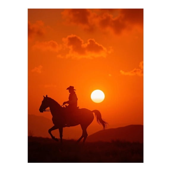 Diamond Art Kit for Adults, Cowboy Sunset Silhouette Horse Riding Diamond Painting for Adults Beginners, DIY Diamond Art Painting Kits, 5D Diamond Painting Crafts for Home Decor 12x16 Frameless